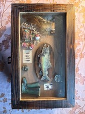 Vintage Old Fisherman Wooden Shadow Box picture