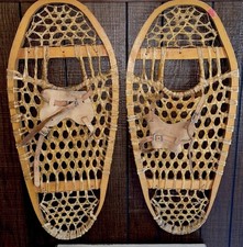 Look Antique pair Bentwood gut snow shoes wood snowshoes picture