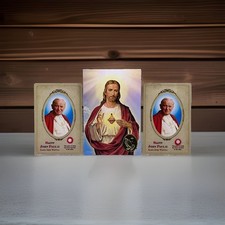 Laminated Sacred Heart Of Jesus Holy Prayer Card With Medal Inside picture