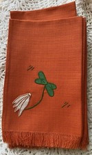 Vintage Napkins Set of 7 MAAS Israel Handmade 11” W X 16.5” Linen Orange picture