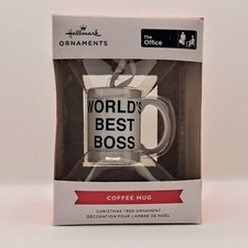 Hallmark Ornament THE OFFICE Worlds Best Boss Coffee Mug Great Bosses Day Gift picture