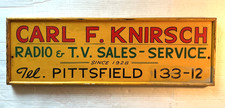 VINTAGE HANDPAINTED CARL F. KNIRSCH RADIO & T.V. SALES -SERVICE ADVERTISING SIGN picture