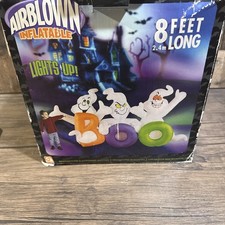 2006 Gemmy ghost boo 8 Ft Long Halloween Airblown Inflatable Light Up picture