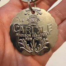 The Carlyle Hotel NYC Keychain Fob Silver Tone Pendant Madison Ave New York picture