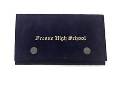 Vintage 1928 Fresno High School Diploma California Old Purple Suede Leather Case picture