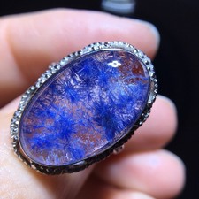 Very Rare NATURAL Beautiful Blue Dumortierite Crystal ring picture