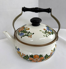 Vtg 1984 Jardine Collection Enamelware Tea Kettle Floral Gailstyn-Sutton Taiwan picture