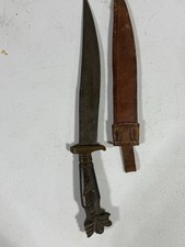 WWII 1945 Philippines Hand-Carved Bolo Knife w/ Original Leather Sheath picture