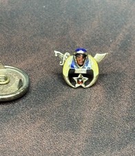 14K Gold Vintage Shriners Masonic Enamel Lapel Pin Screw Back Free Mason Shriner picture