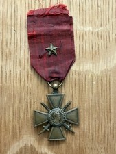 WW1 Authentic French Croix de Guerre Medal Ribbon Star Worn Souvenir Relic picture