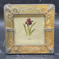 Small Ashleigh Manor  Photo Frame  w/Enameled Gold Resign on Metal  4 x 4 Frame picture