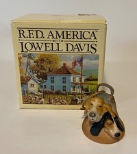 Vtg RFD America Lowell Davis Old Blue & Lead Dogs Small 2” Bell Ornament & Box picture