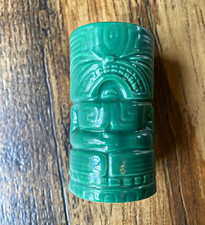 Vintage Green Ceramic Tiki Toothpick Holder Shot Glass OKC Co 2011 Barware picture