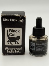 VINTAGE DICK BLICK BLACK CAT WATERPROOF INDIA INK ART MATERIALS HALLOWEEN 🎃ADV picture