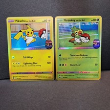 Custom Pikachu Grookey Pokemon On the Ball Style Football Holo 2 Card Bundle picture
