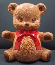 Vintage Brown Teddy Bear Ceramic Bank 11.5