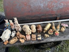 Assorted Ceramic Animal Figurines Mixed Lot, Painted Multicolor Miniatures picture