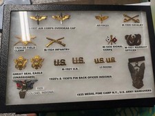 1920s 1930s US Army Officer Insignia Air Corps Cavalry Pin Riker Case Set picture