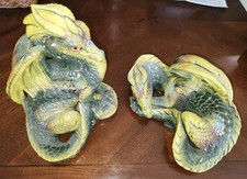 Vintage 1985 Melody Pena Windstone Editions Fantasy Green Dragon Sculptures Lot picture