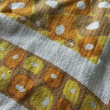 Vintage Linen Cotton fabric 60s 70s Mid-Century MCM Lino La Union Square 43” picture