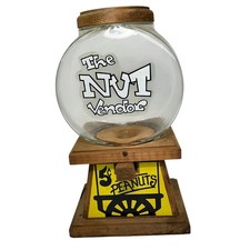 The Nut Vendor Peanuts Vending Machine Glass Globe w/ Wooden Base picture
