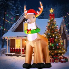 12FT Giant Christmas Inflatable Reindeer Decoration with Chasing LED Lights,Blow picture