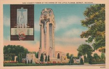 Charity Tower at the Shrine of the Little Flower Postcard  Detroit, Michigan picture