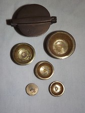 VINTAGE WWII US ARMY AMMO NOSE CONE  MILITARY BRASS WEIGHT SCALE SET TRENCH ART picture