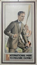 ORIGINAL 1920s VTG International Tailoring Co Lithograph Store Advert Poster picture