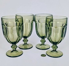Set 4 Libbey Duratuff Gibraltar Green Goblets Glasses 7