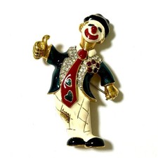 CINER Vintage Clown Brooch Gold Tone Costume Jewelry Excellent Condition picture