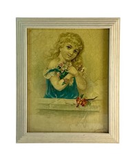 Antique Victorian Girl Floral Portrait Print Dannemiller Cordova Coffee Ad picture