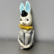 VTG Felt Easter Bunny Rabbit Knee Hugger Ornament Blue White Japan Christmas picture