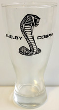 SHELBY COBRA Autosport 1970 Catalog Vtg PILSNER BEER GLASS Black Logo AC MUSTANG picture