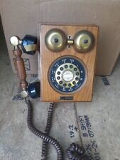 Antique style wooden wall mount rotary dial phone 