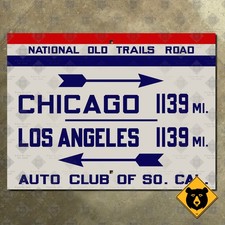 ACSC National Old Trails Road highway sign route 66 Los Angeles Chicago 12x9 picture