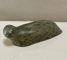 Handmade Inuit Soap Stone Sea Lion Figure Canadian Eskimo Signed Dimu picture