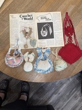Lot Of Vintage Crochet Wishbone Pincushions Thimble Holders Collection Of 7 picture