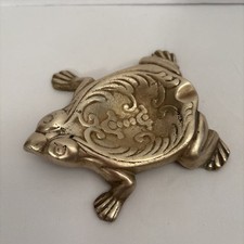 Vintage Brass Frog Ashtray / Trinket Dish / Spoon Rest / Unsigned picture
