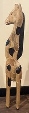 Vintage Hand Carved Wood Giraffe Statue 29 Inch Tall African Safari Decor picture