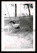 YOUNG LADY KID PLAYGROUND SWINGING SEESAWS TEETER-TOTTERS OLD/VINTAGE PHOTO-I457 picture