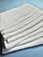7 Large Antique Irish Linen Damask Napkins 21x20