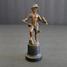 Antique Austrian Vienna Cabinet Bronze Boy Figurine 5” signed Echte Bronze 19thC picture