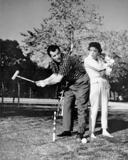 Married Actors Ida Lupino And Howard Duff Playing Croquet Circa 1955 Old Photo picture