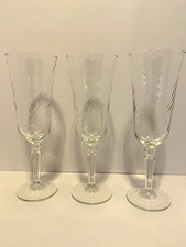 Set (3) Cristal D'Arques Durand Angelique Clear Champagne Flutes Glass 8.25” VTG picture