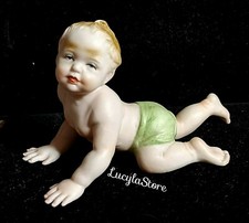 50's VINTAGE ARDALT Made in JAPAN BISQUE PORCELAIN PIANO BABY BOY Crawling 5.5in picture