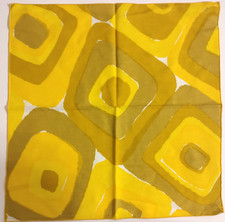 Vtg Set of 5 Vera Neumann 70s Mod Yellow/Gold Geometric Pattern Cotton Napkins picture