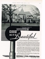 1932 Republic Steel Co.Toncan Iron Pipe Beautiful House Vintage Ad  picture