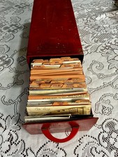 Vintage American Home Menu Maker Red Metal Recipe Box Handwritten Recipes picture