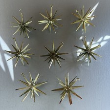 8 Vintage Large Bradford Ornament MCM ATOMIC SPUTNIK Metallic Burst Star Plastic picture